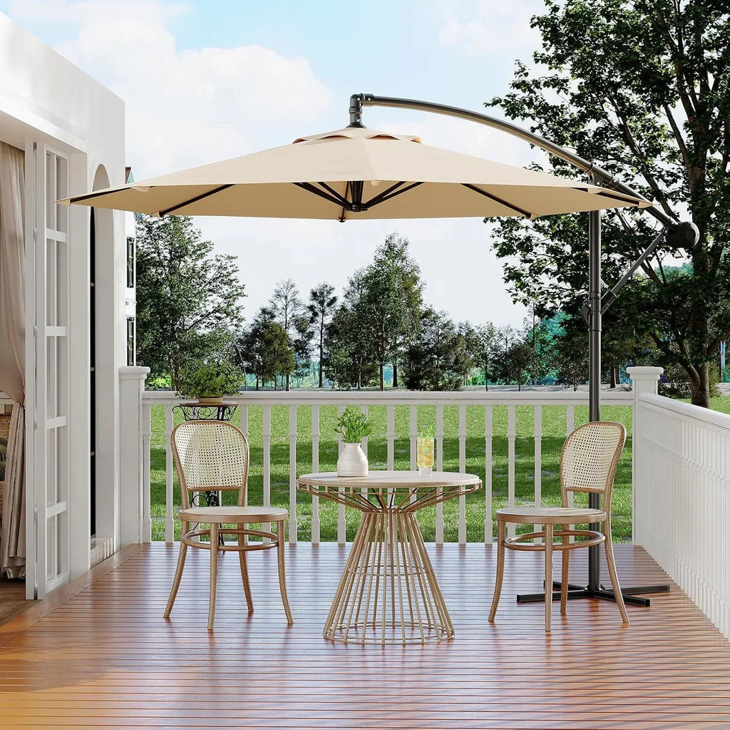 Emorefun Cantilever Umbrella, 10ft Heavy Duty Patio Umbrella with Easy Lift & Tilt Adjustment, Large Outdoor Umbrella for Deck Pool Garden Backyard, Navy Blue
