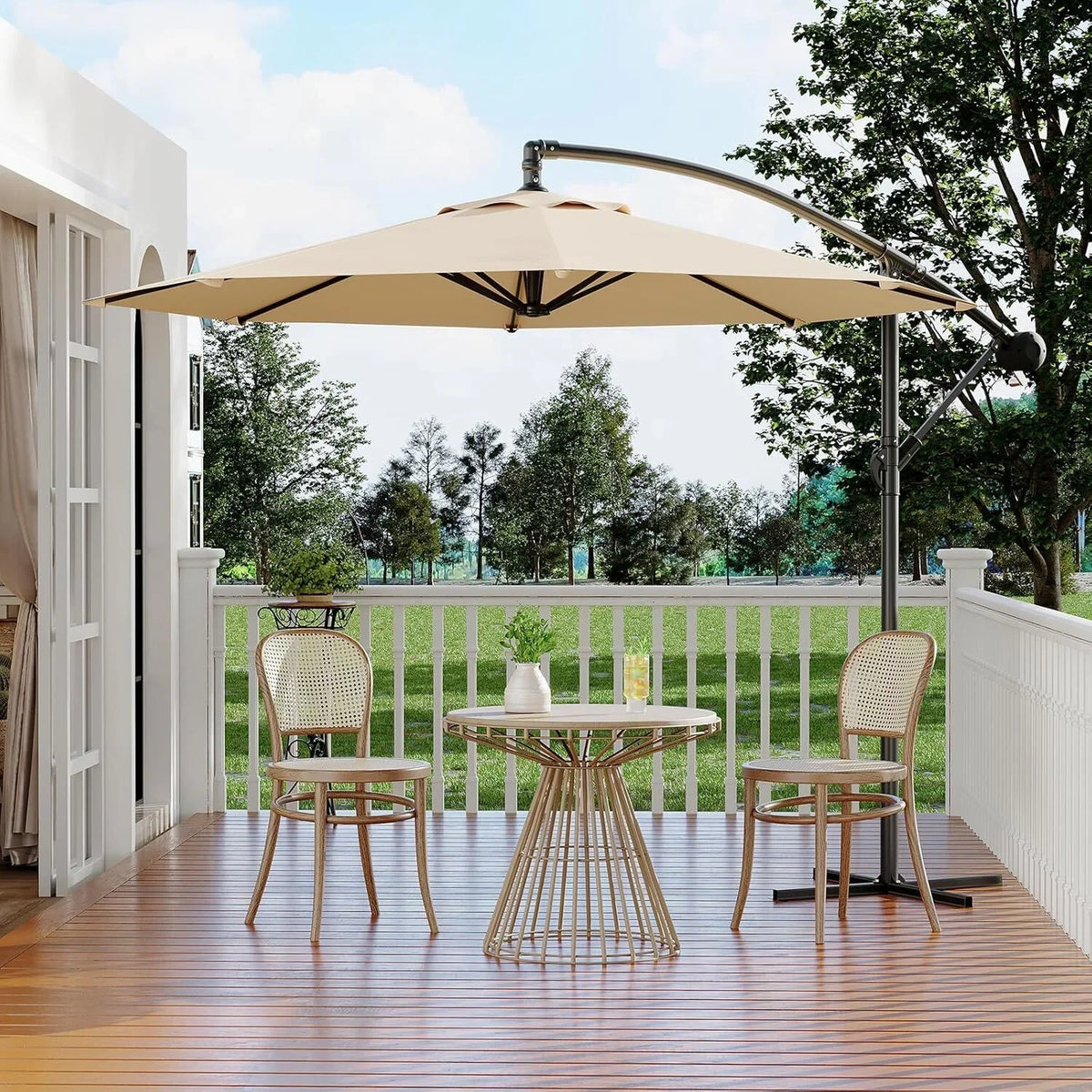 Emorefun Cantilever Umbrella, 10ft Heavy Duty Patio Umbrella with Easy Lift & Tilt Adjustment, Large Outdoor Umbrella for Deck Pool Garden Backyard, Navy Blue