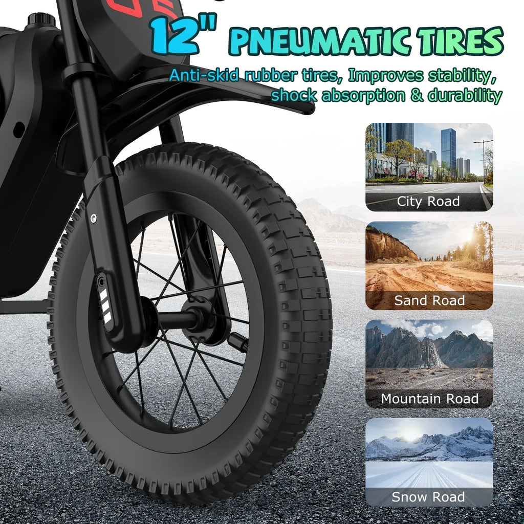 HOVERMAX Electric Dirt Bike, 150W Electric Motorcycle 10MPH Max Speed, Ride On Toys motocross for Kids