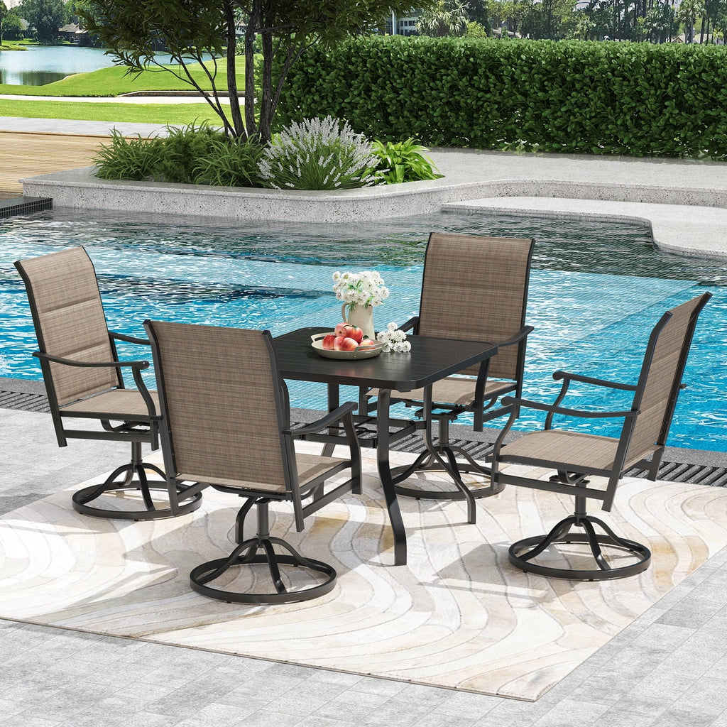 STARY Patio Dining Table 35"x35", Square Outdoor Dining Table with 1.57" Umbrella Hole for Patio Graden Backyard and Poolside