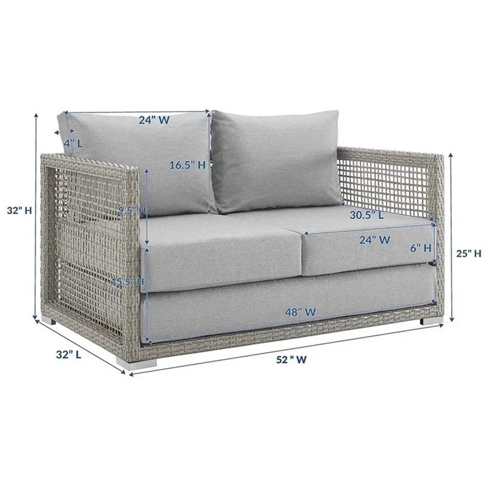 Afuera Living Wicker Patio Loveseat in Gray