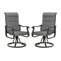 Techmilly Patio Swivel Chairs Set of 2, Outdoor Dining Chairs High Back Padded All Weather Breathable Textilene Outdoor Swivel Chairs with Metal Rocking Frame for Lawn Garden Backyard Deck, Dark Grey