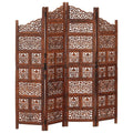 vidaXL Room Divider 4 Panel Folding Privacy Screen for Office Solid Wood Mango