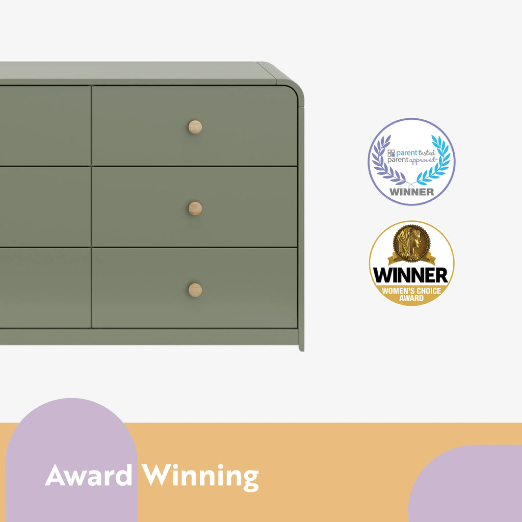 Storkcraft Santos 6 Drawer Nursery Double Dresser, White