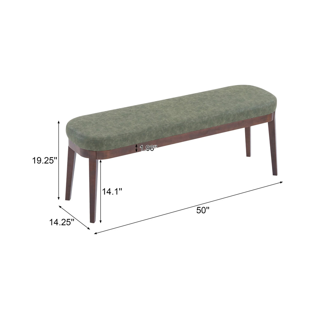Eleanor Mid-century Upholstered Dining Bench, Entryway Bench with Solid Wood Frame, Beige