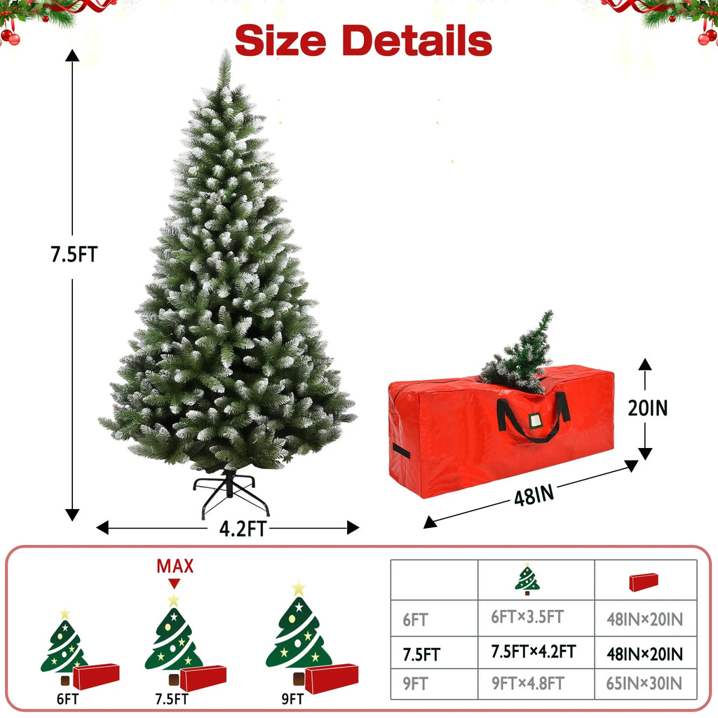 Yexmas 9ft Pre-Lit Green Christmas Tree, 11 Modes Colored LED Lights, Artificial Xmas Tree with Large Storage Bag