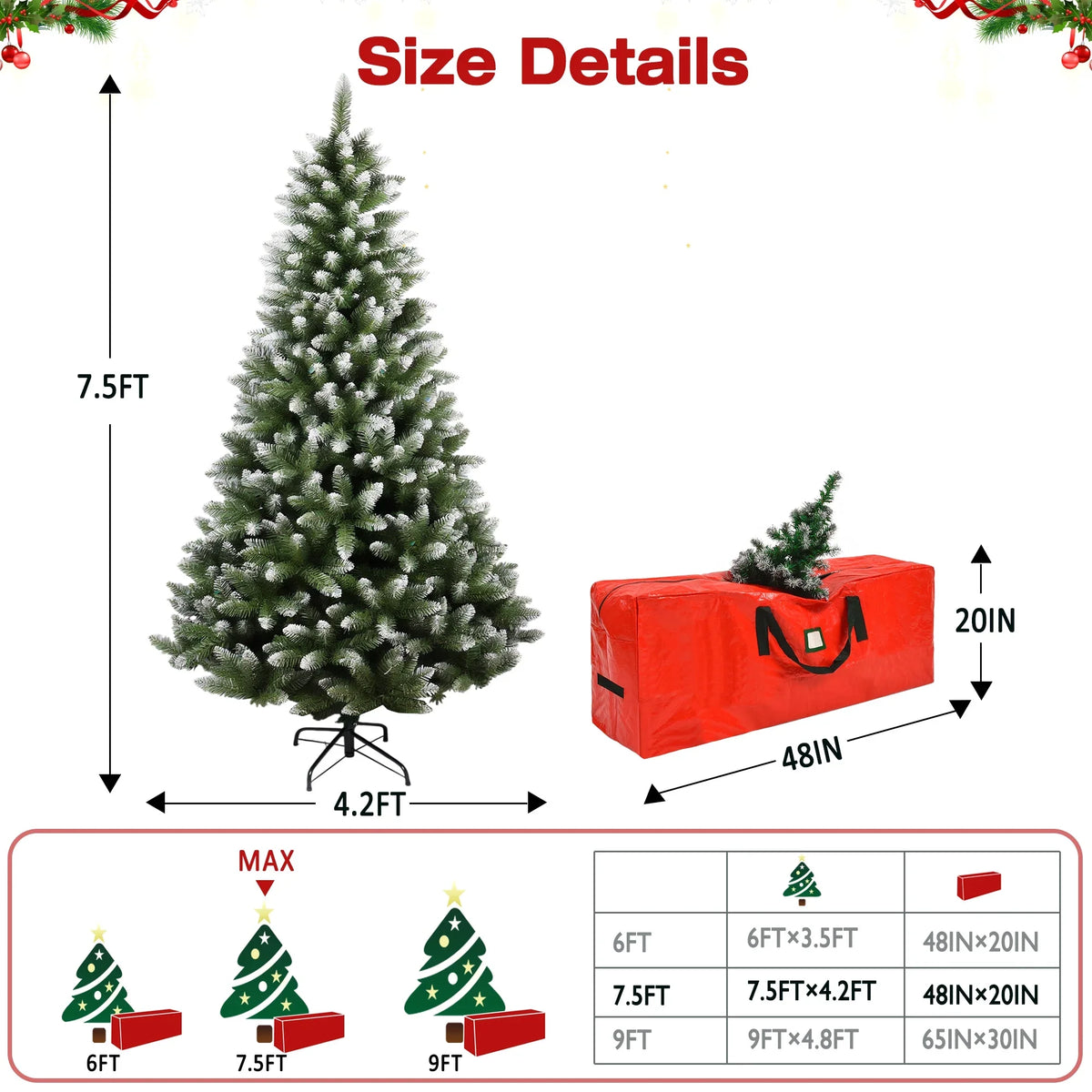 Yexmas 9ft Pre-Lit Green Christmas Tree, 11 Modes Colored LED Lights, Artificial Xmas Tree with Large Storage Bag