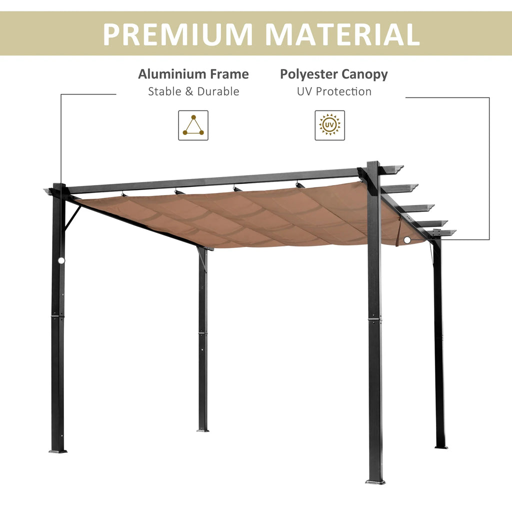 Outsunny 10' x 10' Pergola with Retractable Shade Canopy, Aluminum, Gray