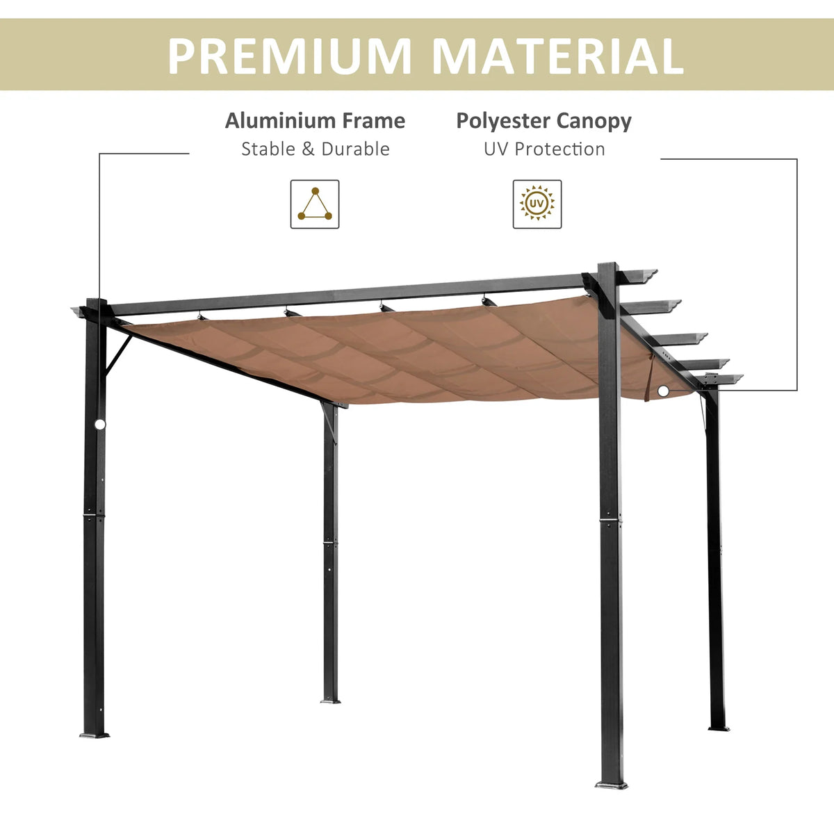 Outsunny 10' x 10' Pergola with Retractable Shade Canopy, Aluminum, Gray