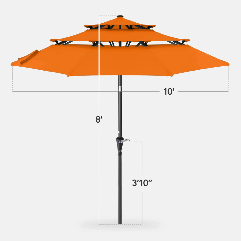 Best Choice Products 10ft 3-Tier Patio Umbrella, Market Sun Shade w/ Tilt Adjustment, Easy Crank - Red
