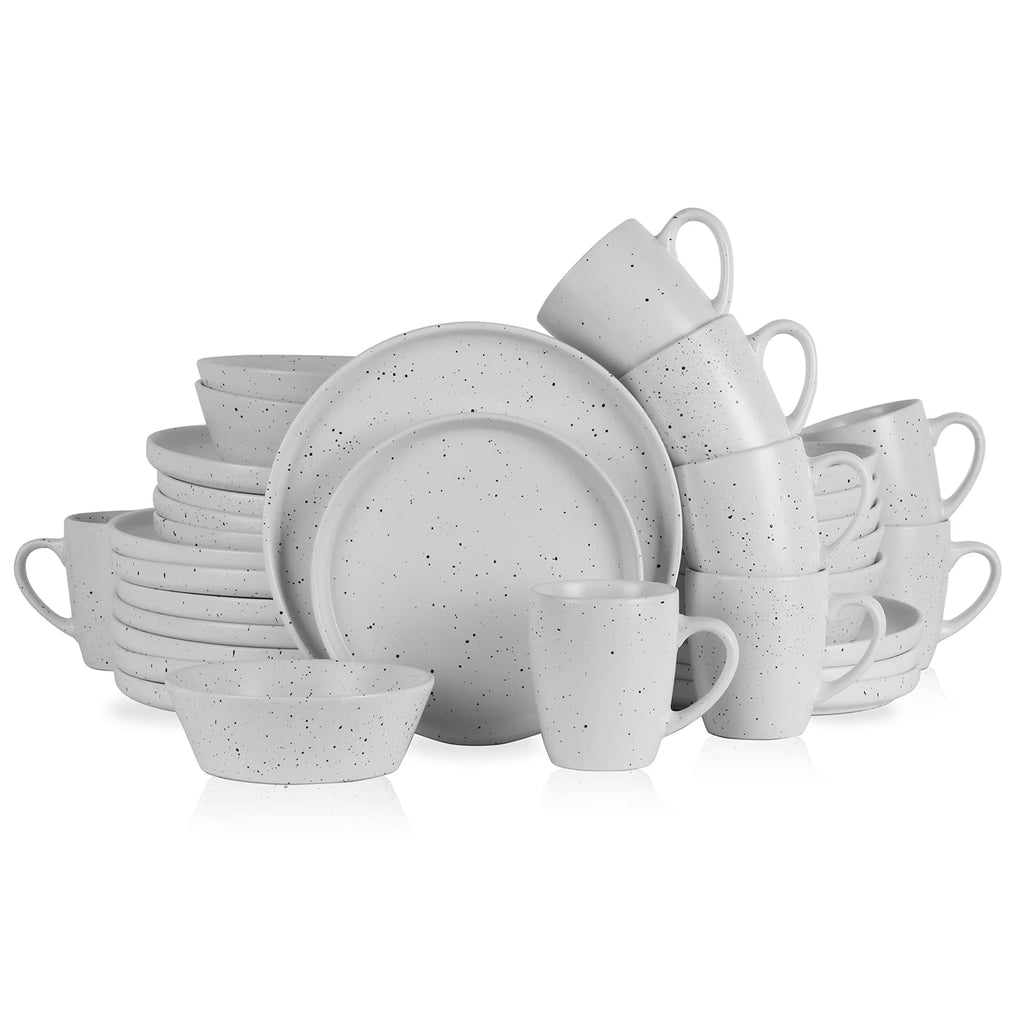 Stone Lain Jade 32-Piece Dinnerware Set Stoneware, White