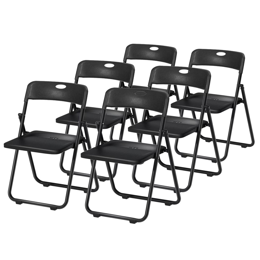 Anvazise Folding Chair 6Pcs/Set Folding Chairs, Staff Backpack Computer Chair, Basics Foldable Plastic Chair, Outdoor Portable Activity Chair, Black (Black)