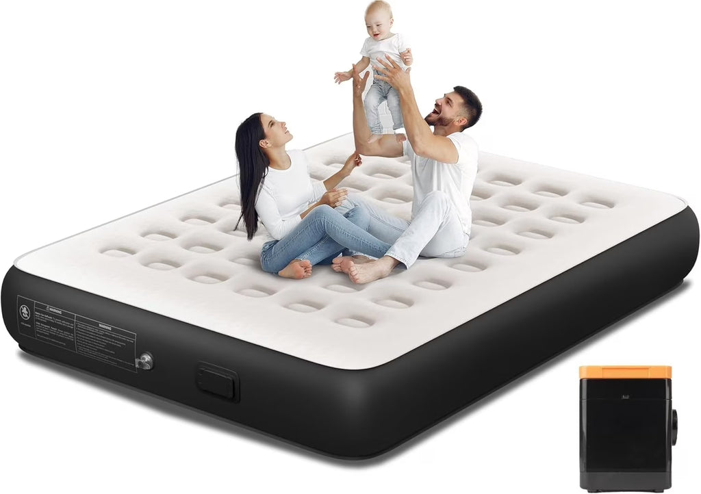 Queen Air Mattress - 13" High, Built-in Battery Removable Pump, Portable Inflatable Bed for Camping/Home/Guest