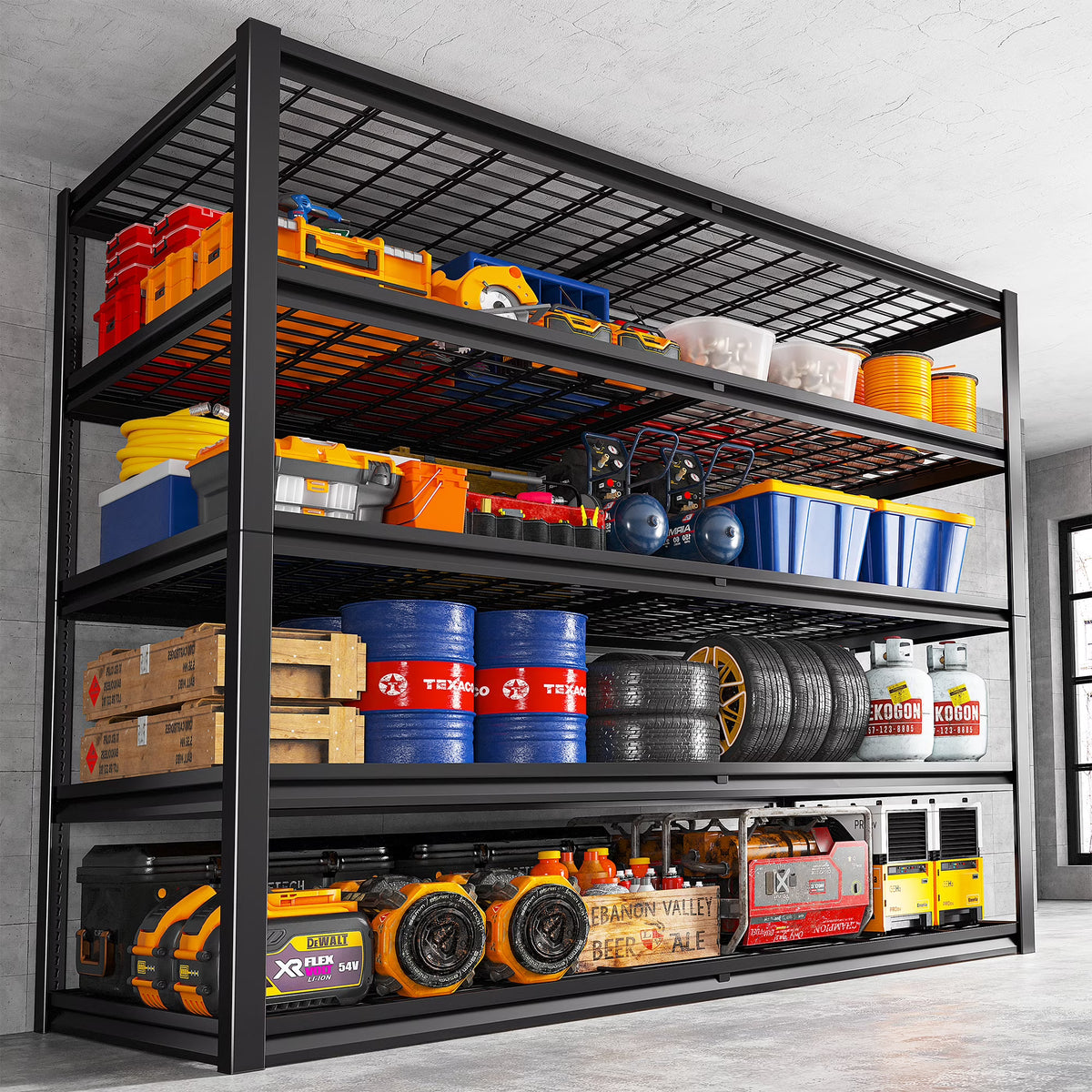 REIBII 55" W Wire Shelving Garage Shelves Heavy Duty 3000lbs Adjustable 5-Tier Storage Rack