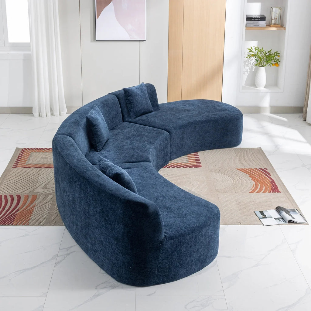 Harper & Bright Designs Modern Curved Floor Sofa Set, Modular Sectional Sponge Couch for Living Room, 2 PC Free Combination No Assembly Foam-Filled Sofa, Beige