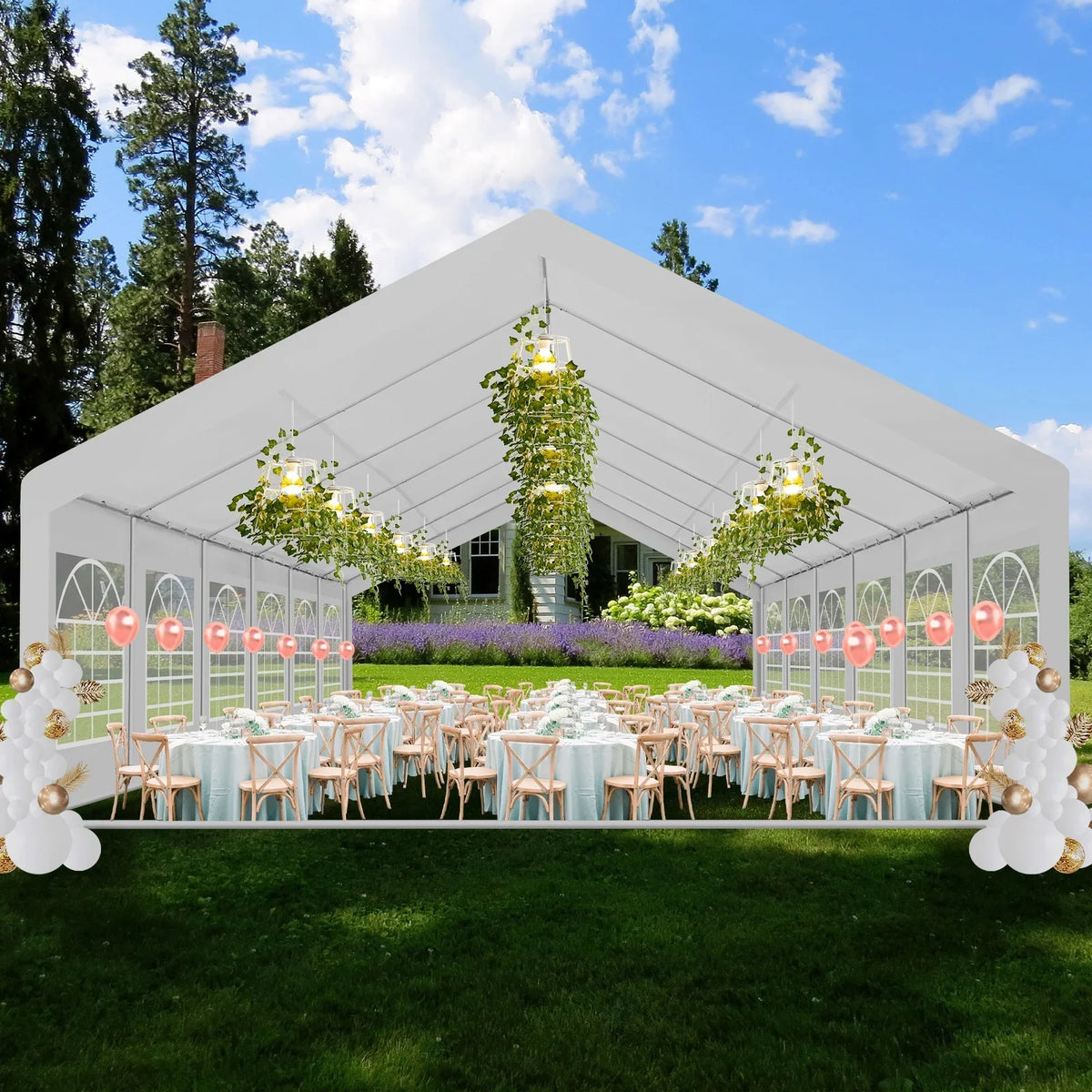 SANOPY 20x40ft Heavy Duty Party Tent, Outdoor Commercial Canopy with Removable Sidewalls, Gazebo Shelter for Wedding, Outdoor Carport Party Tent for Event, White
