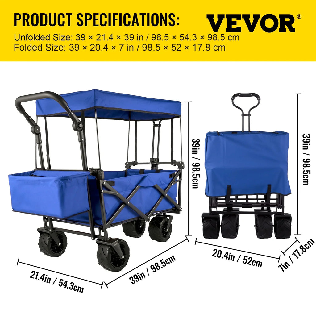 VEVOR 220.5 lbs Capacity Collapsible Wagon Cart with Foldable