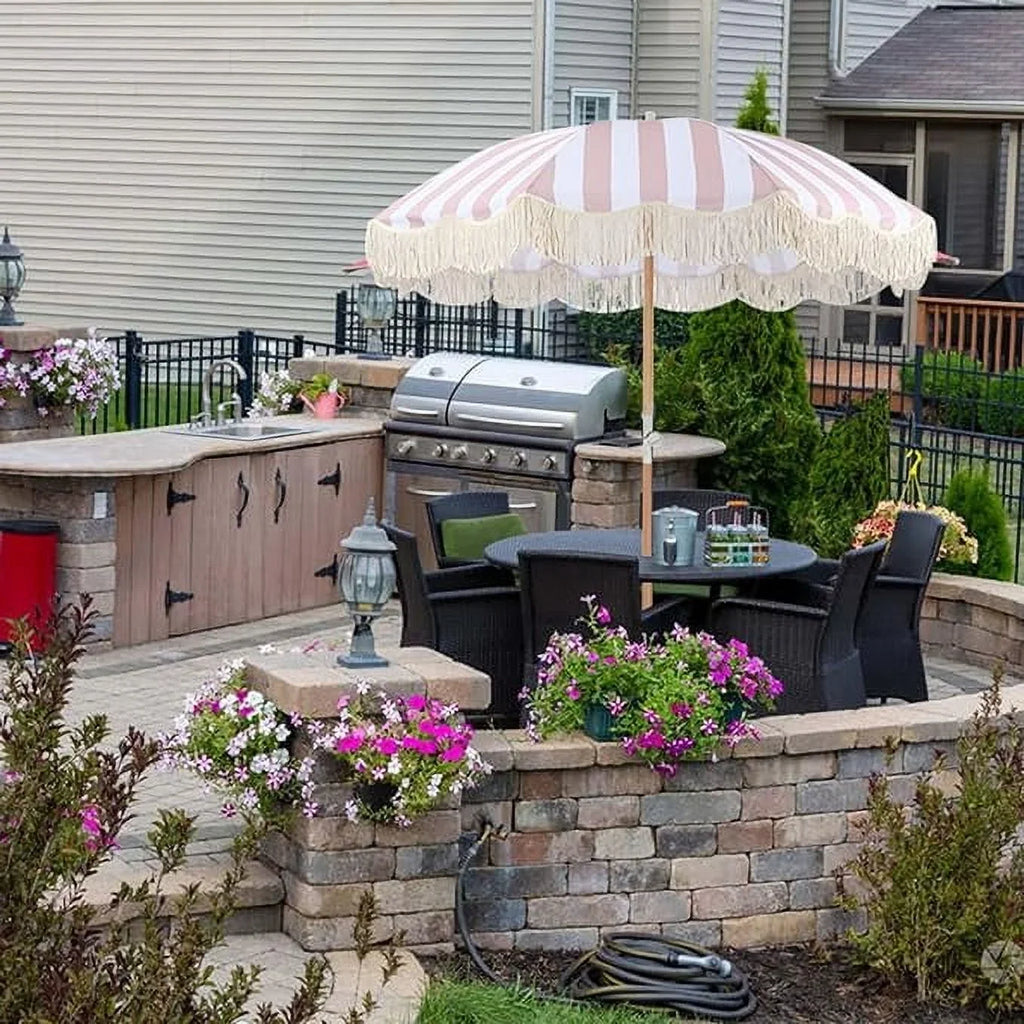 6.5' Pink Market Patio Umbrellas, Wind Resistance