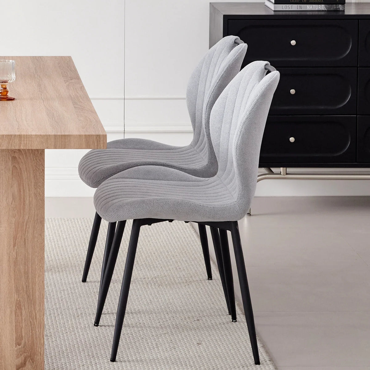 5pcs Rectangle Dining Table Chairs Set for 4, 63" Farmhouse Wood Kitchen Table with 4 Upholstered Mid Century Modern Boucle Chairs for Dinner, Living Dining Room, Apartment, Beige