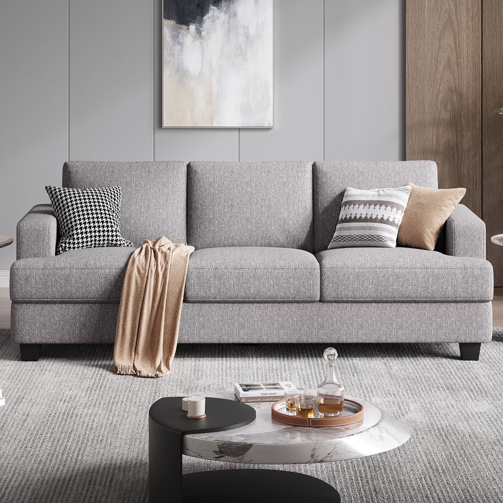 BLAZANT 3 Seater Sofa Oversize, 89" Extra Large Size Sofa Couch with Extra Deep Seats, Modern Loveseat Sofa, Comfortable Fabric, Easy to Install, for Living Room Apartment Lounge, Brown