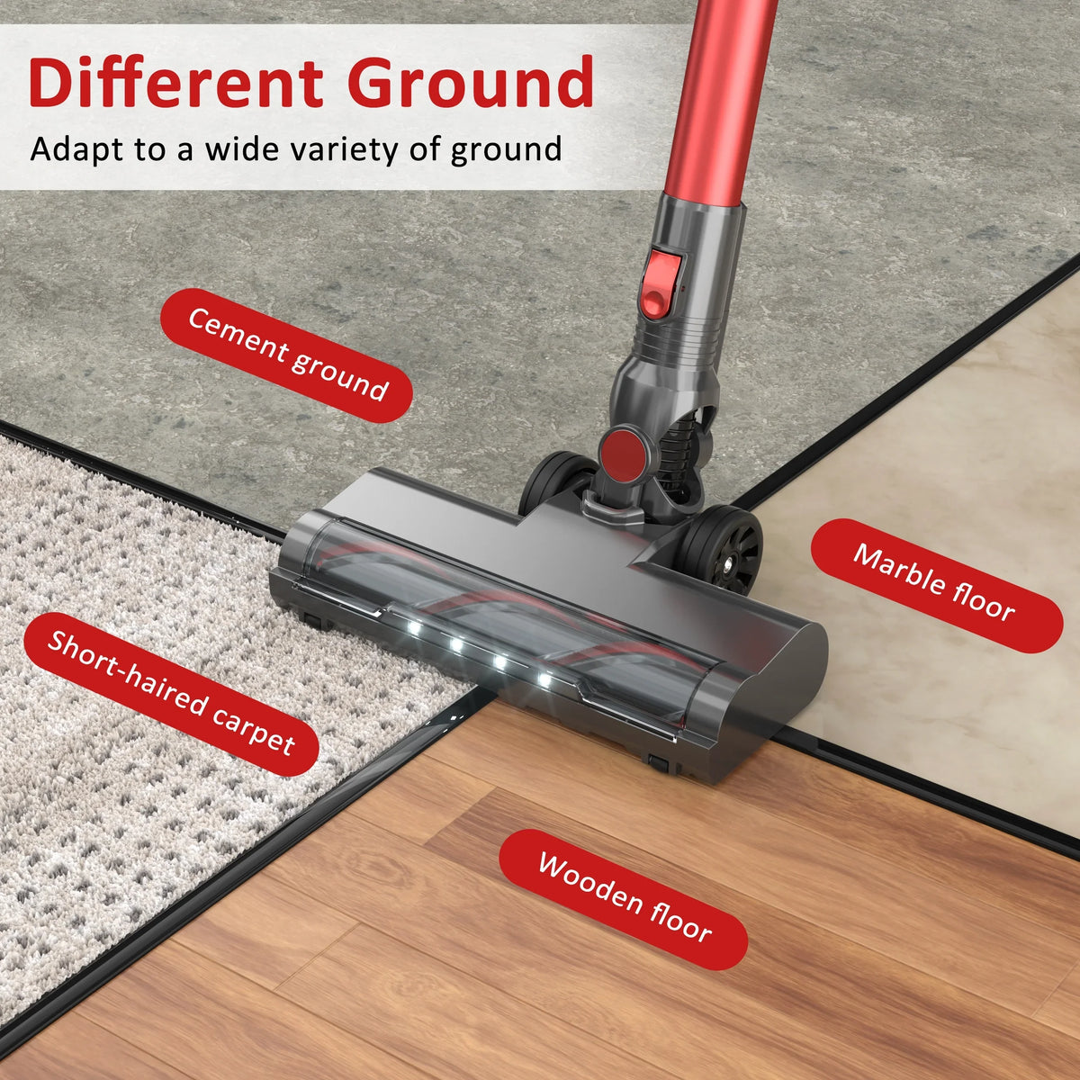 PrettyCare Cordless Stick Vacuum Cleaner Lightweight for Carpet Floor Pet Hair M2