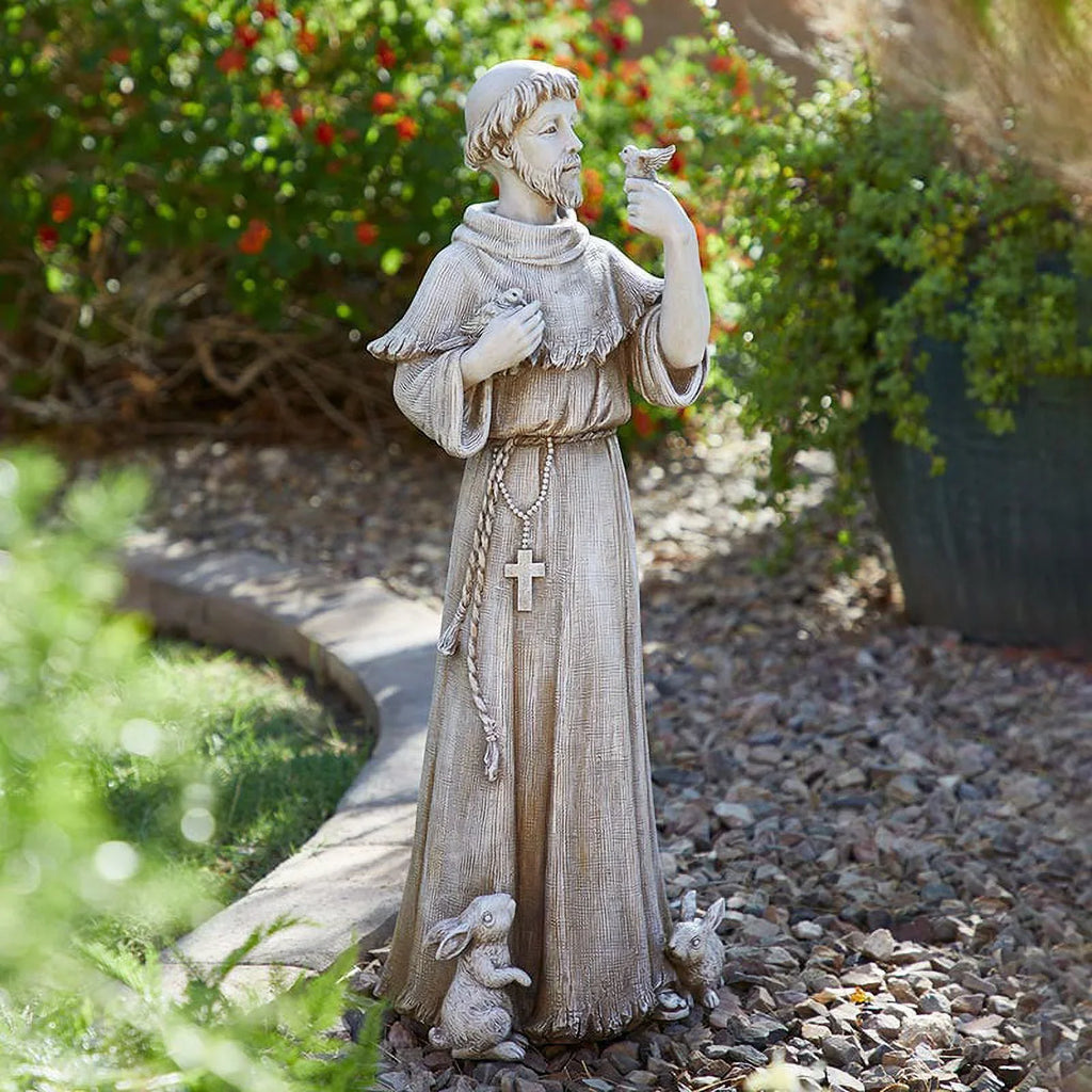 Saint Francis Bird Bath & Feeder Statue, Outdoor D"?cor, 24 Inches