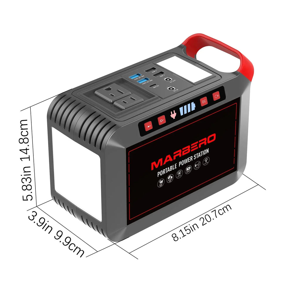 Portable Power Station 300W MARBERO 237Wh Camping Solar Generator Backup Lithium Battery with Pure Sine Wave 110V AC Outlet, USB C, USB A, DC for Outdoors Camping CPAP Home Blackout Emergency