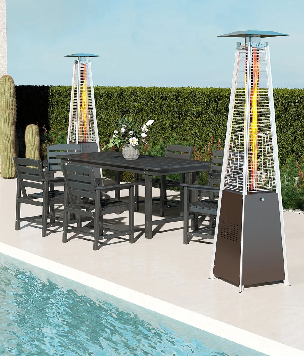 NAVINE Patio Heater, 48,000 BTU Propane Pyramid Patio Heater with Wheels, Bronze