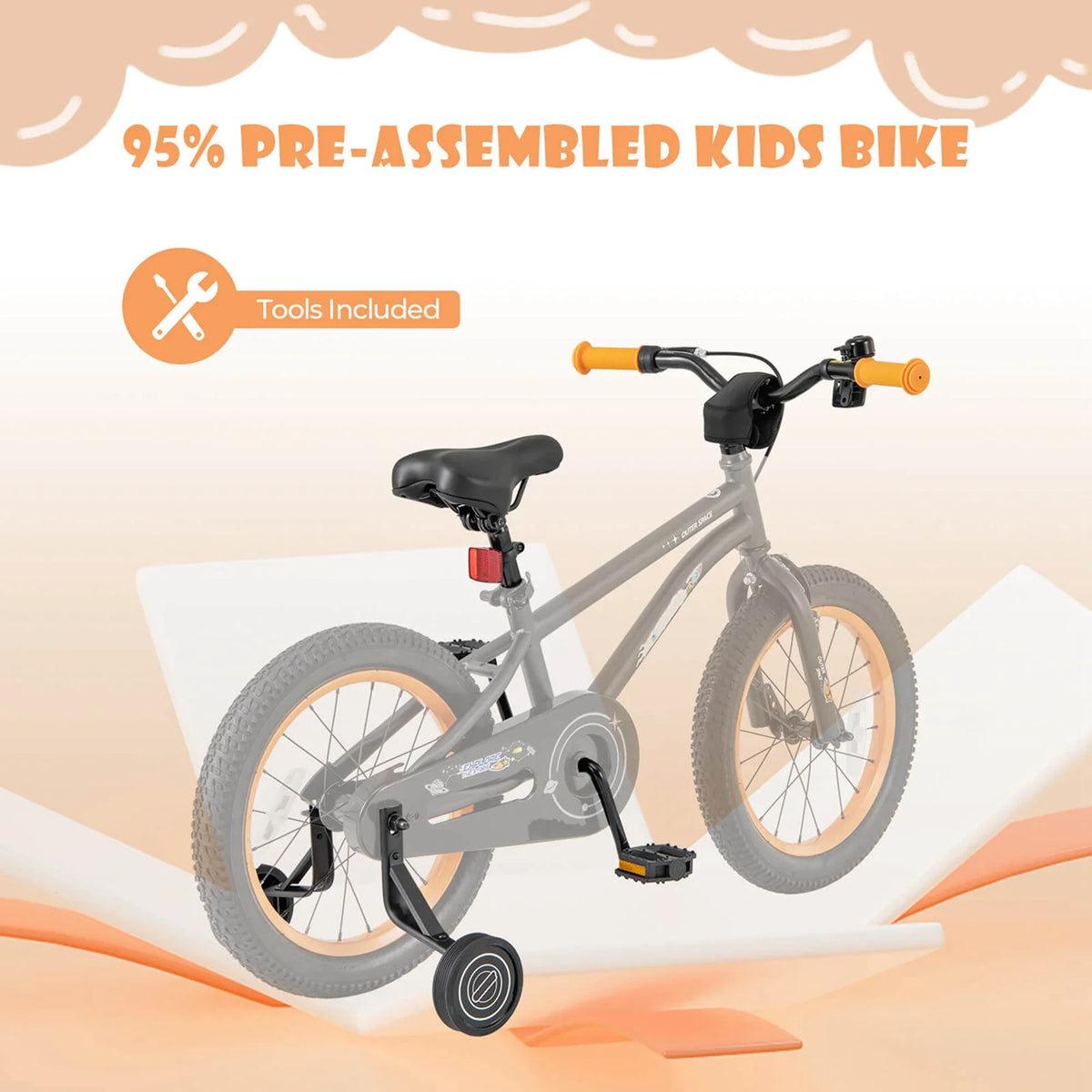 Costway 16-Inch Kid’s Bike for 4-7 Years Old with Adjustable Saddle & Anti-slip Handlebar Black