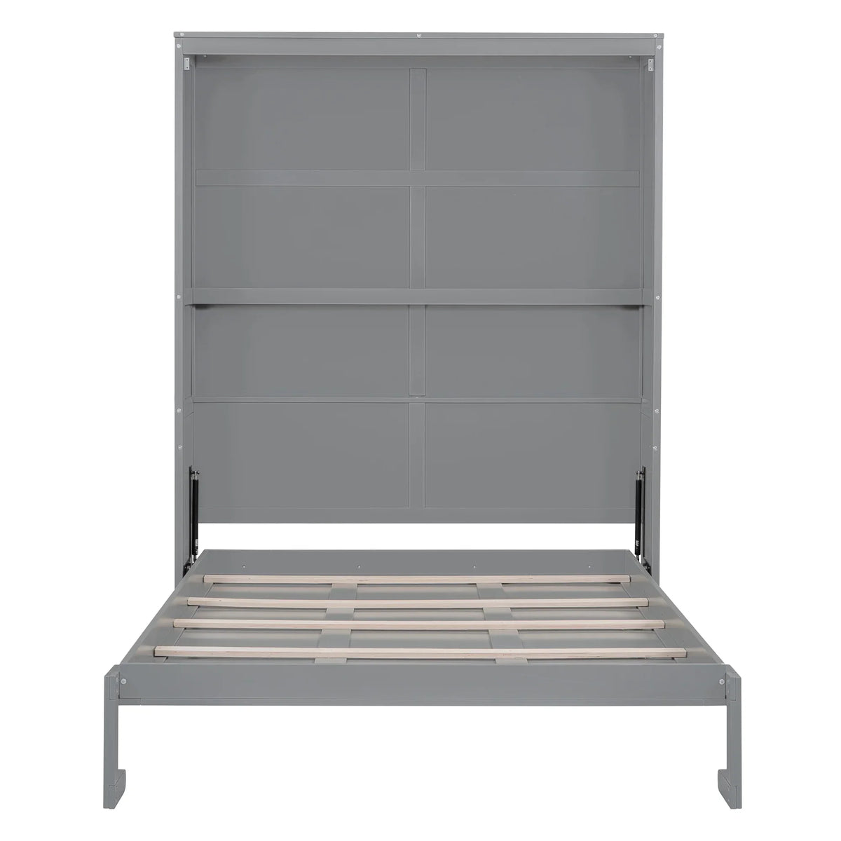 Harper & Bright Designs Full Size Murphy Bed with Shelves, Foldable Wall Bedframe w/Flexible Slats Support, Space-Saving Design, Can Be Folded Into Cabinet, White