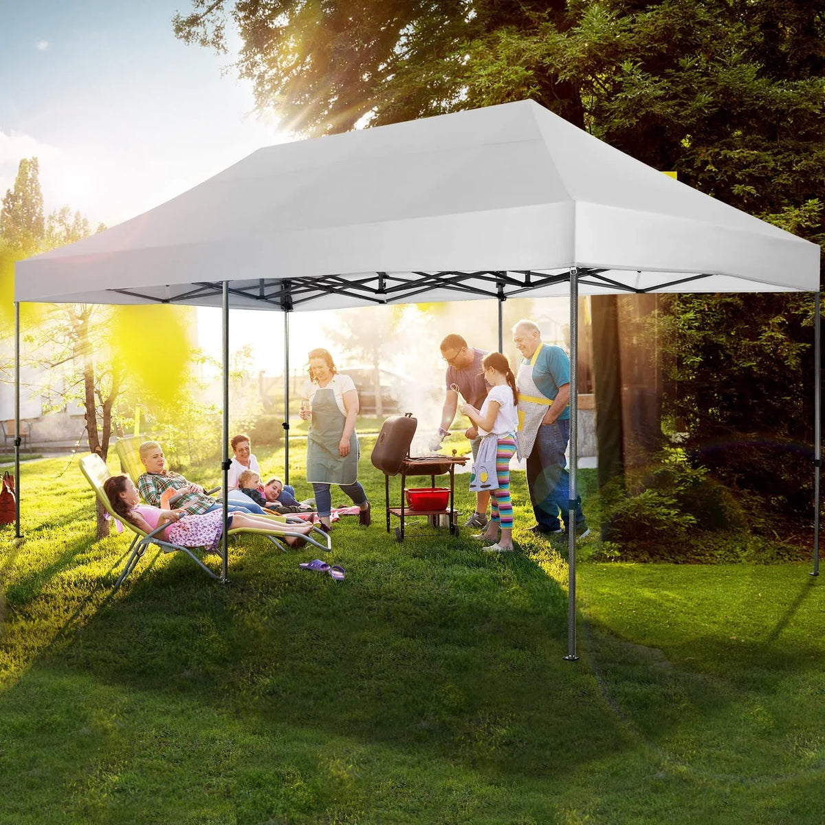 HOTEEL 10x20 Pop up Canopy with 6 Sidewalls Commercial Heavy Duty Canopy UPF 50+ All Weather Waterproof Outdoor Wedding Party Tents Gazebo with Roller Bag, Khaki