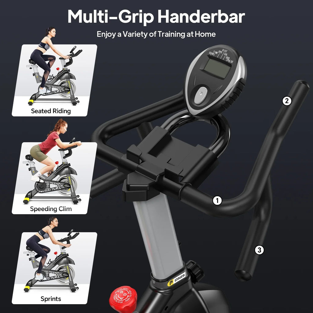 Pooboo Stationary Exercise Bike Indoor Cycling Bike Cycle Bicycle Adjustable Resistance for Home Office Cardio Workout Machine Max Weight 350 lbs
