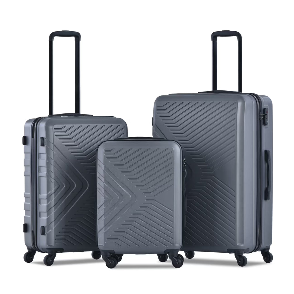 3 Piece Luggage Sets, ABS Lightweight Suitcase(20/24/28), Carry on Hard-Shell Luggage with 2 Hooks, Telescopic Handle, Spinner Wheels and TSA Lock, Yellow