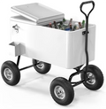80 Quart Wagon Rolling Cooler Ice Chest, /Long Handle and 10" Wheels, Portable Beach Patio Party Bar Cold Drink Beverage, Outdoor Park Cart on Wheels