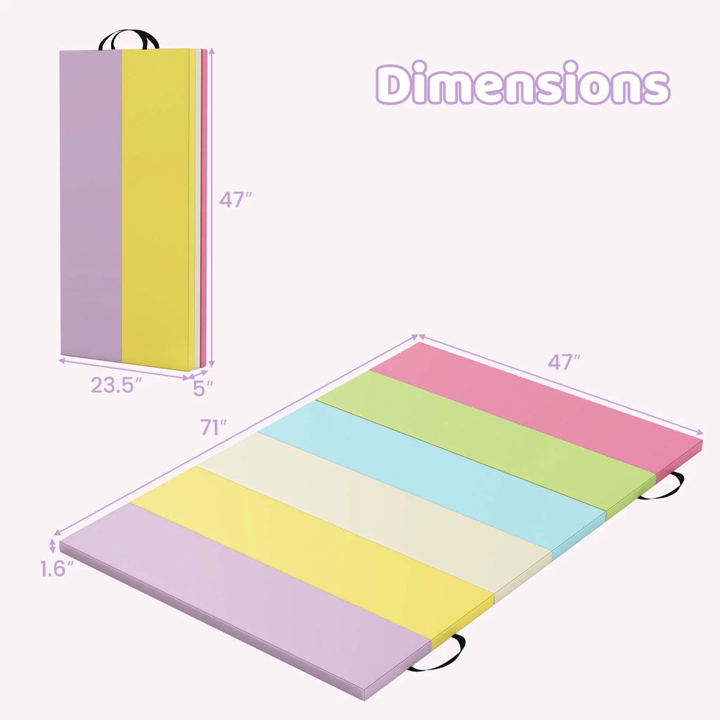 Costway Tri-Folding Gymnastics Mat 6' x 4' Tumbling Mat with Carrying Handles