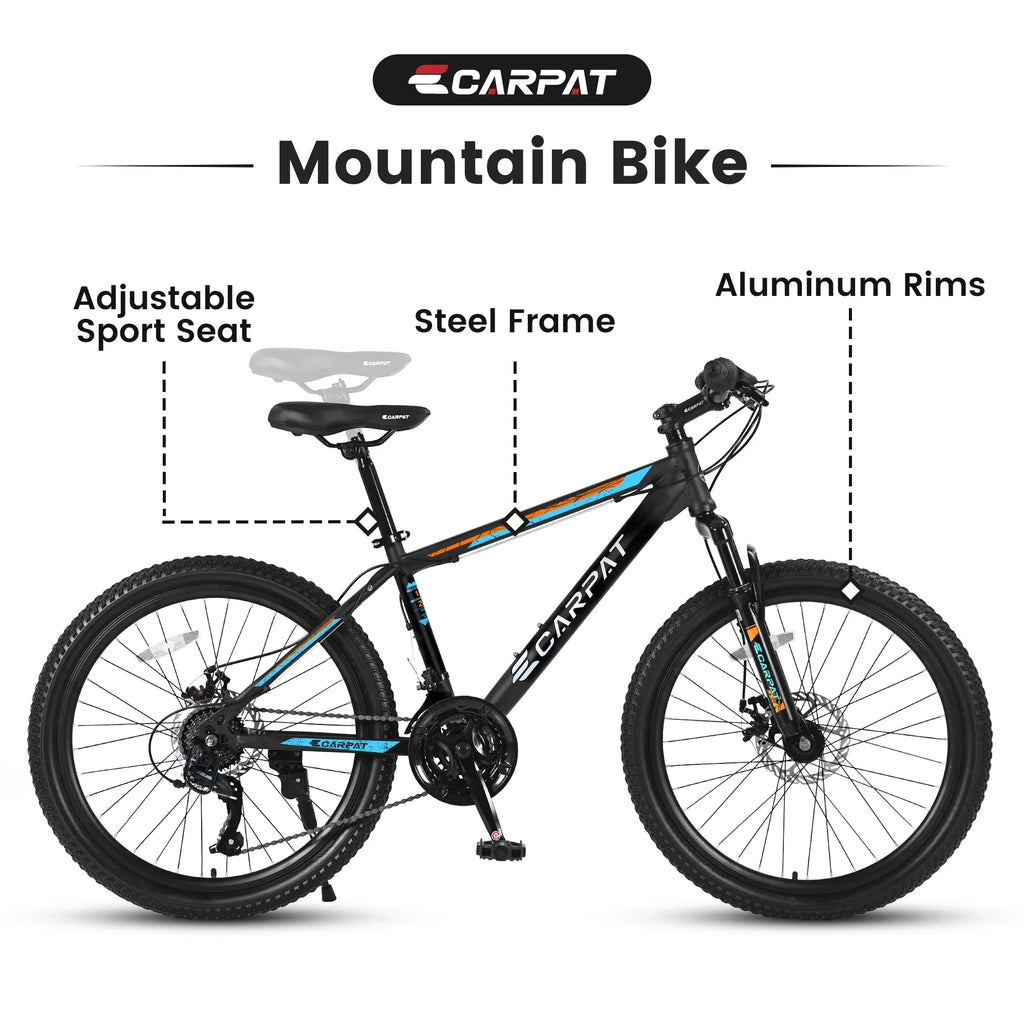 Ambifirner 26" Mountain Bike for Adults & Teens - Shimano 21-Speed Gears, All-Terrain Mechanical Disc Brakes, High-Carbon Steel Suspension Frame MTB Bicycle, 85% Pre-Assembled, Blue