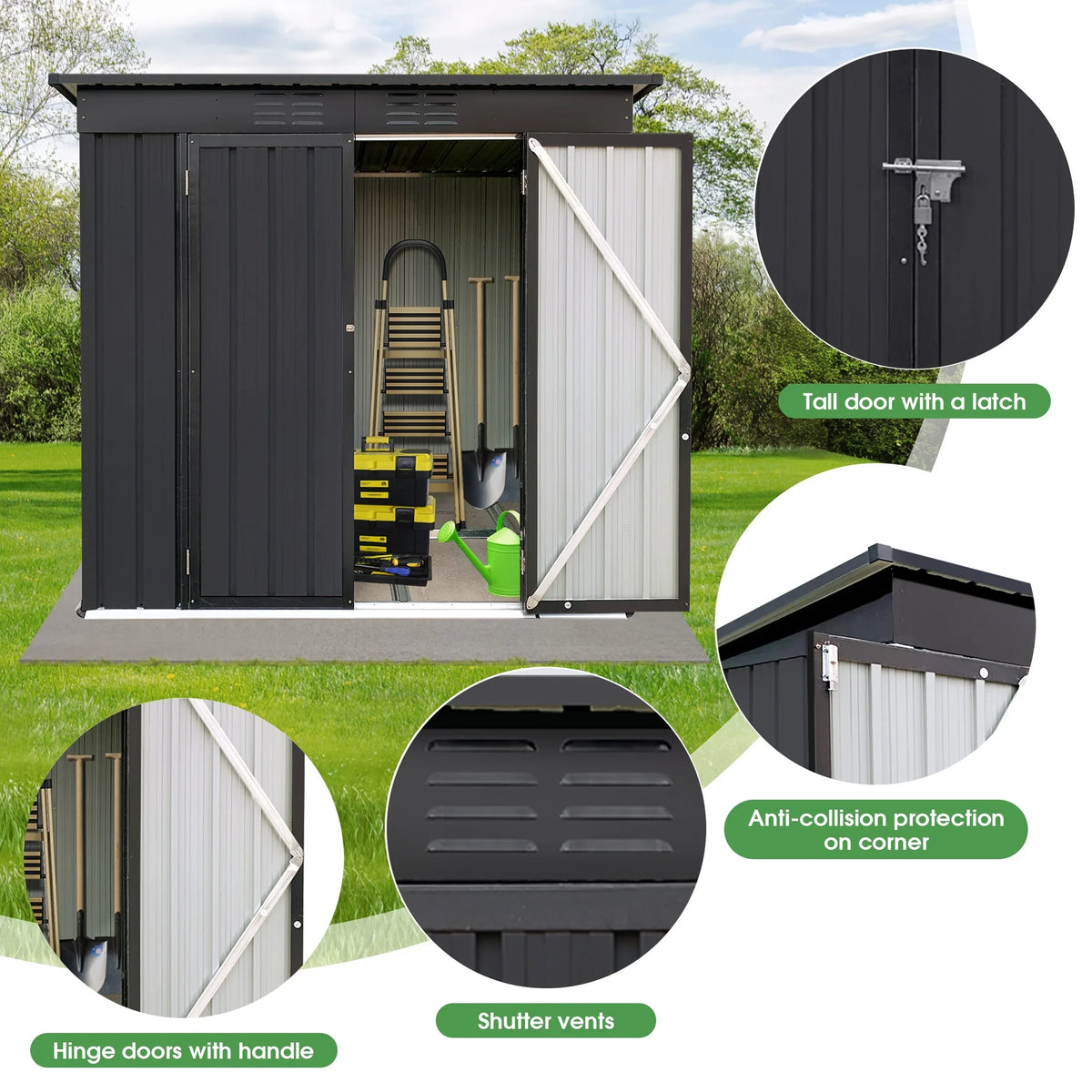 Aukfa Outdoor Storage Shed, 5 X 4 FT Metal Garden Shed, Waterproof Tool Shed for Backyard Patio, Brown