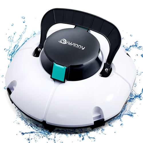(2025 Upgrade) Cordless Robotic Pool Cleaner, Winny Pool Cleaner Automatic Pool Vacuum with Dual Filters, 80 Mins Runtime, Ideal for Flat Above Pools Up to 645 Sq.Ft (White and Blue)