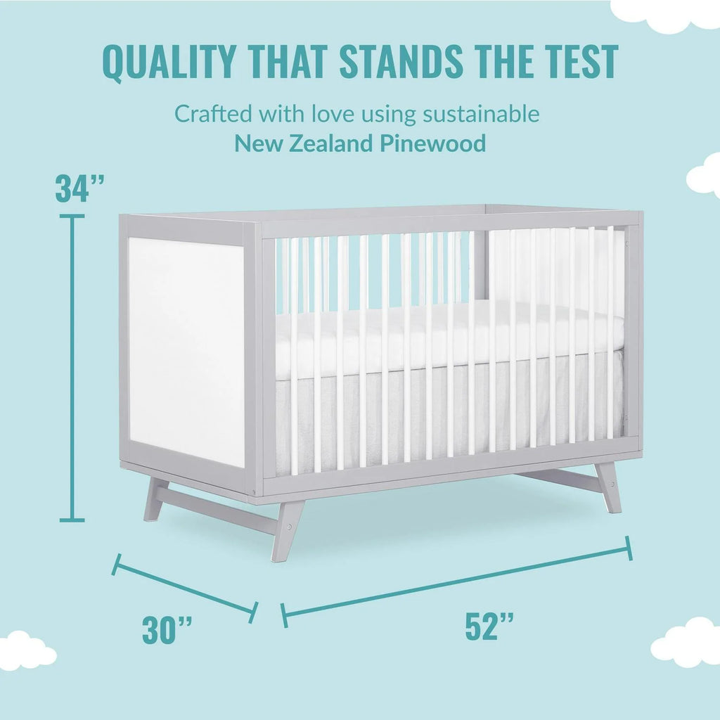 Dream On Me Carter 5-in-1 Full Size Convertible Crib. Grey and White