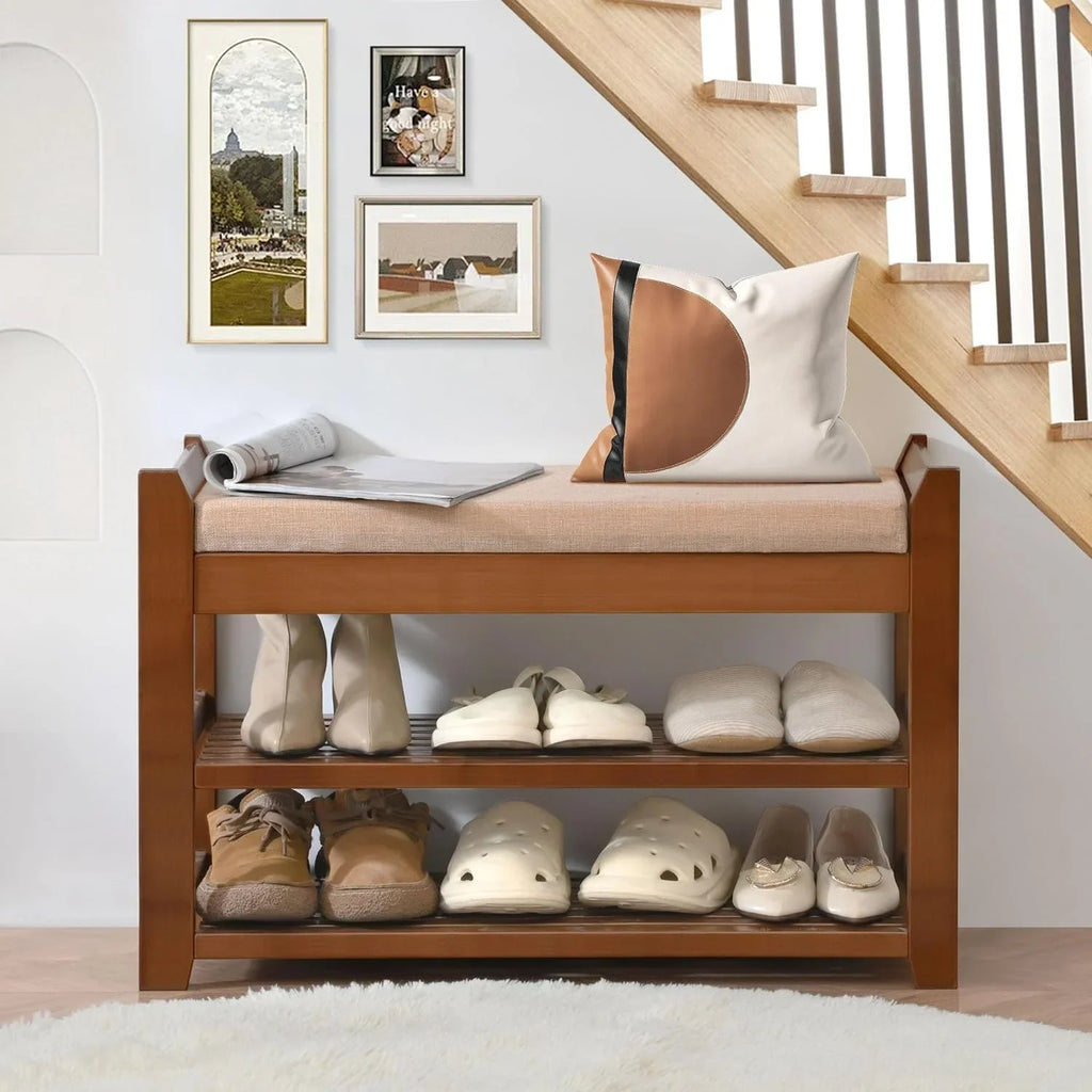 Shoe Rack for Front Door Entrance, 28" Entryway Bench with Coat Rack, Hall Tree Shoe Bench with Storage for Entry, Hallway, Bedroom, Living Room