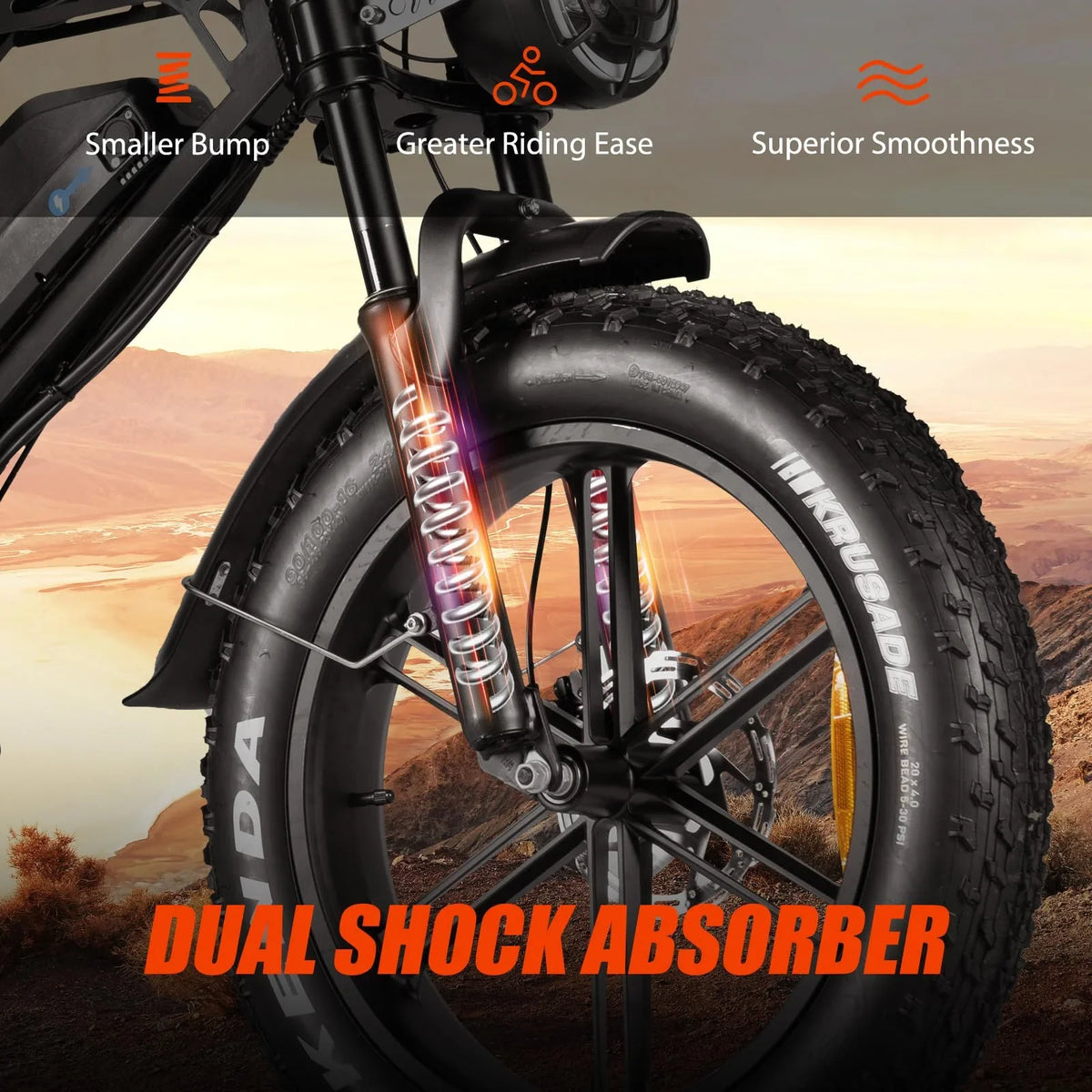 Tamobyke Electric Bike for Adults,Peak 1500W 28mph Mountain Ebike,48V 15.6AH 20" Fat Tire Electric Bicycle Full Suspension UL2849