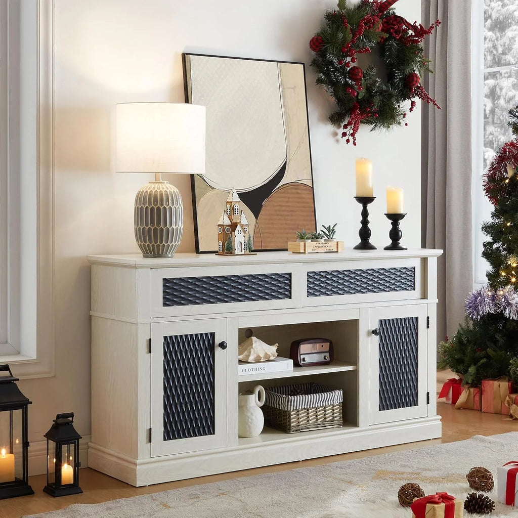 70 Inch TV Stand for TVs up to 80 Inch, Entertainment Center with Storage for Living Room, TV Console for Bedroom, Media Console for 40/50/55/60/65/70/75/80 Inch TV, White