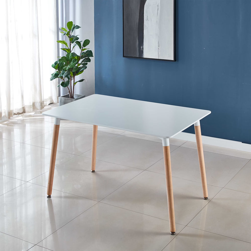 PORKISS Round Dining Table for 4 People, Wood Kitchen Dining Table with Metal Legs, Modern Dining Room Tables for Kitchen Living Room, White #2