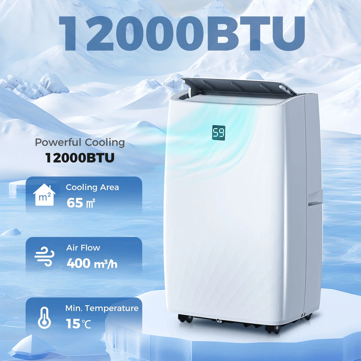HOMCOM Portable Air Conditioner, 12000 BTU AC Unit with Cool, Dehumidifier, Fan, 550 Sq. ft, 24H Timer On Off, Auto & Sleep Mode, Window Kit
