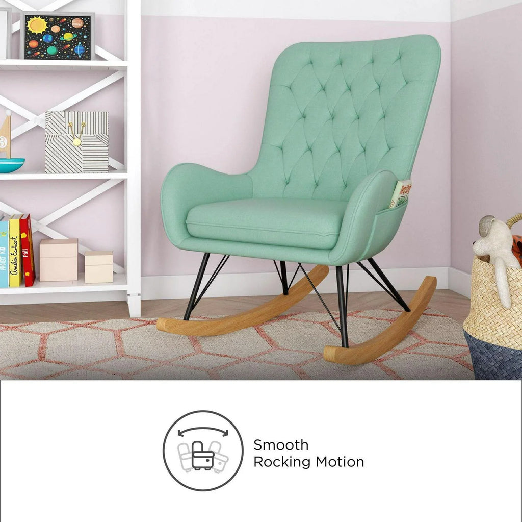 Baby Relax Noah Rocker Chair with Side Storage Pockets. Teal