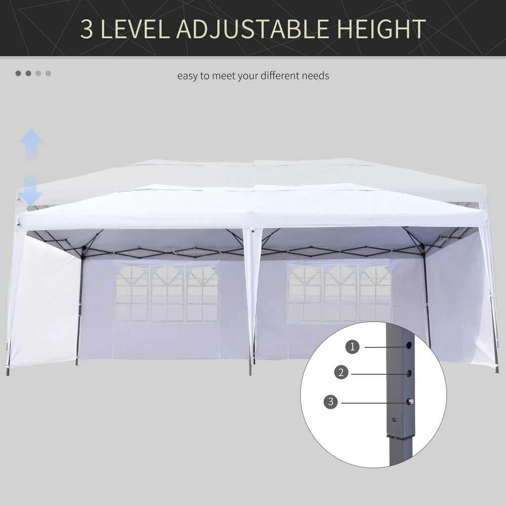 Outsunny 10' x 20' Pop Up Canopy Tent with 4 Sidewalls, Heavy Duty Tents for Parties, Outdoor Instant Gazebo with Carry Bag, for Outdoor, Garden, Patio, Blue