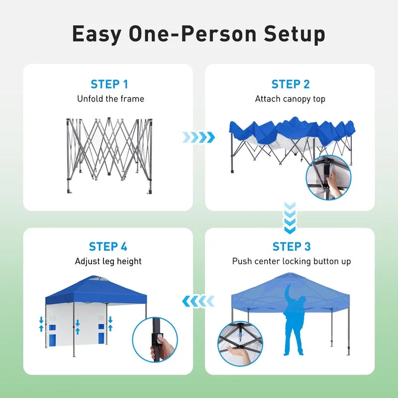 CHITOOMA 10 x 10ft Pop up Canopy Tent, Instant Outdoor Shelter Easy Portable Straight Leg Canopy Tent with Pockets Sidewall, White