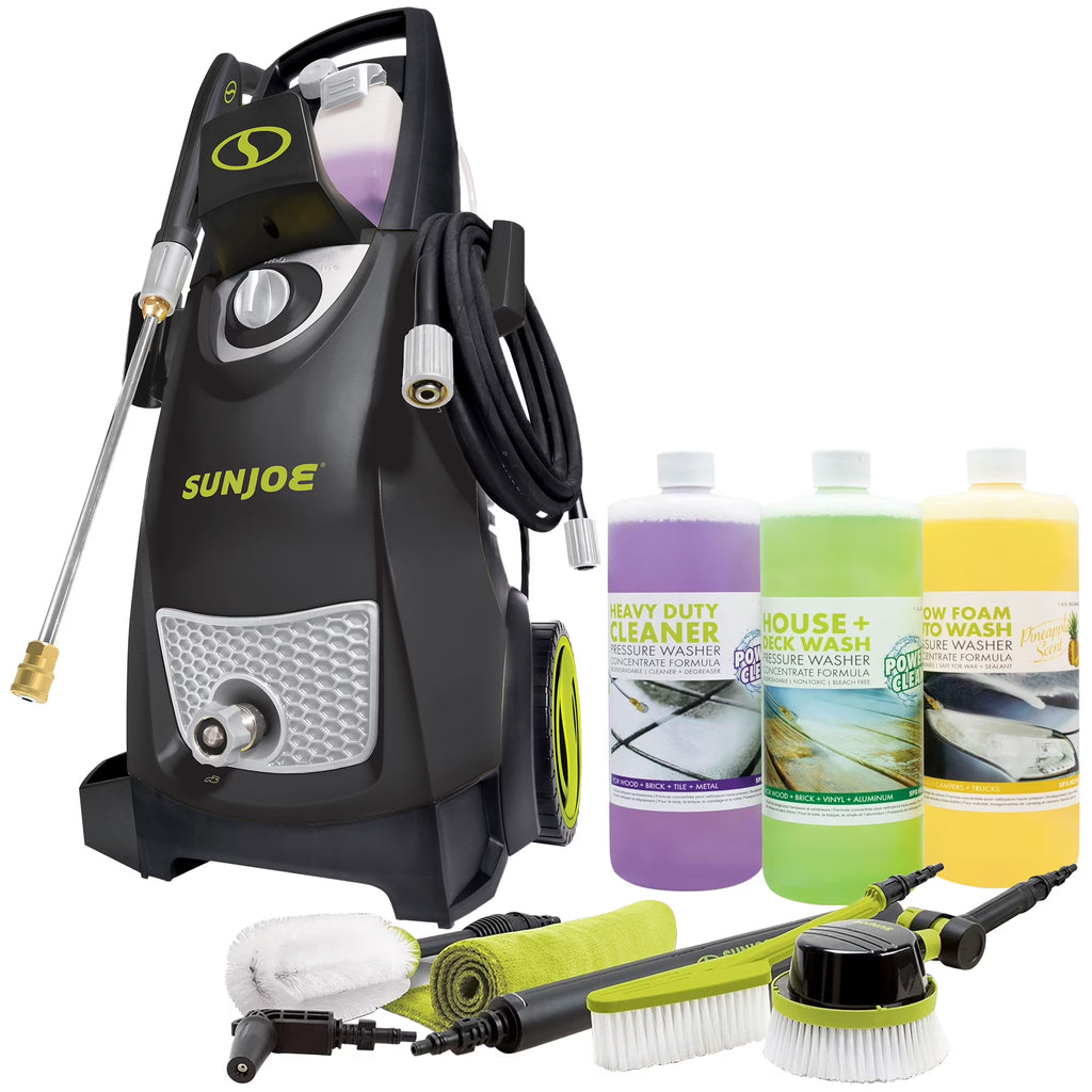 Sun Joe Electric Pressure Washer with Wheels and 3 Pack Pressure Washer Cleaner