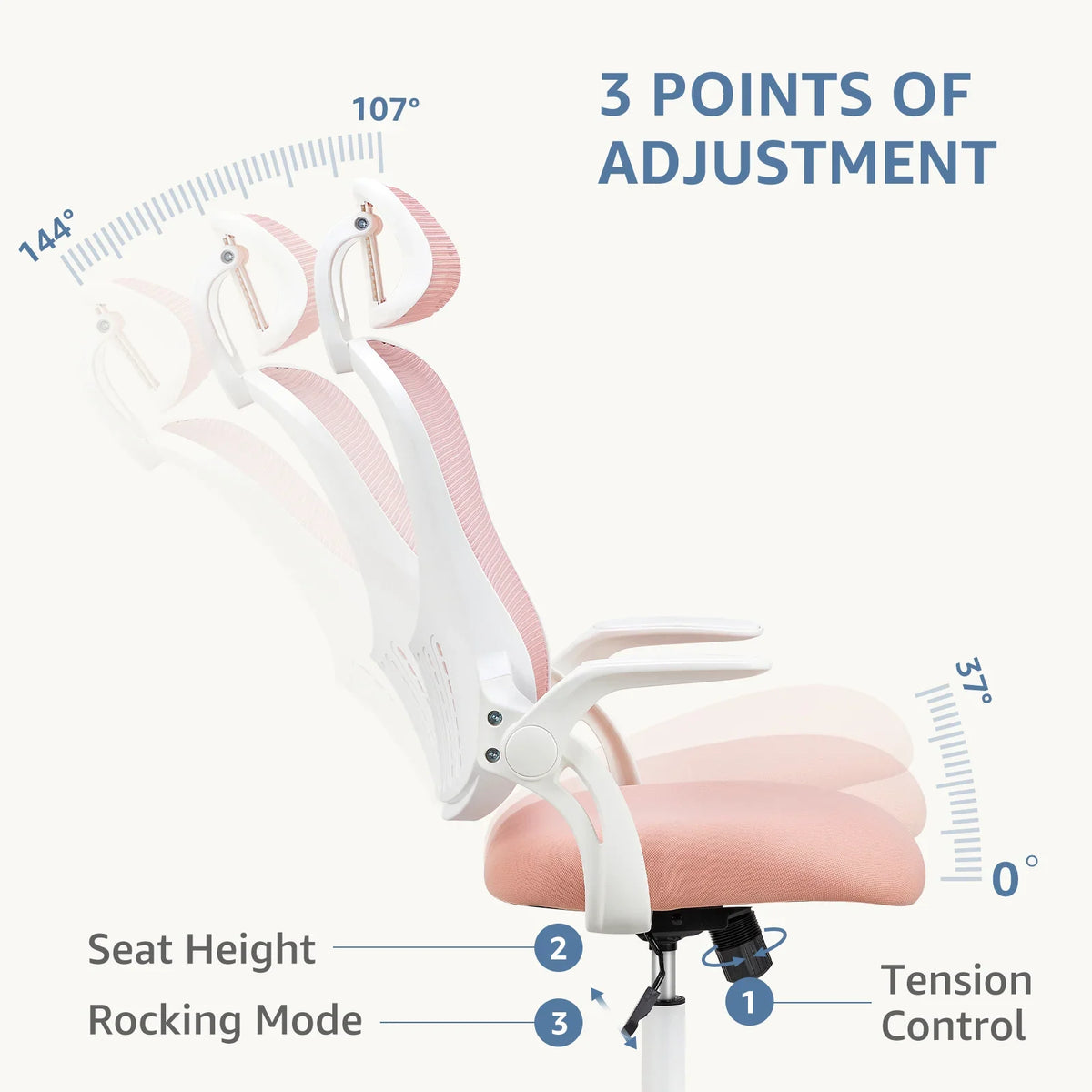 Dovelina Ergonomic Office Chair with Headrest, Adjustable Task Chair with Flip-Up Armrests