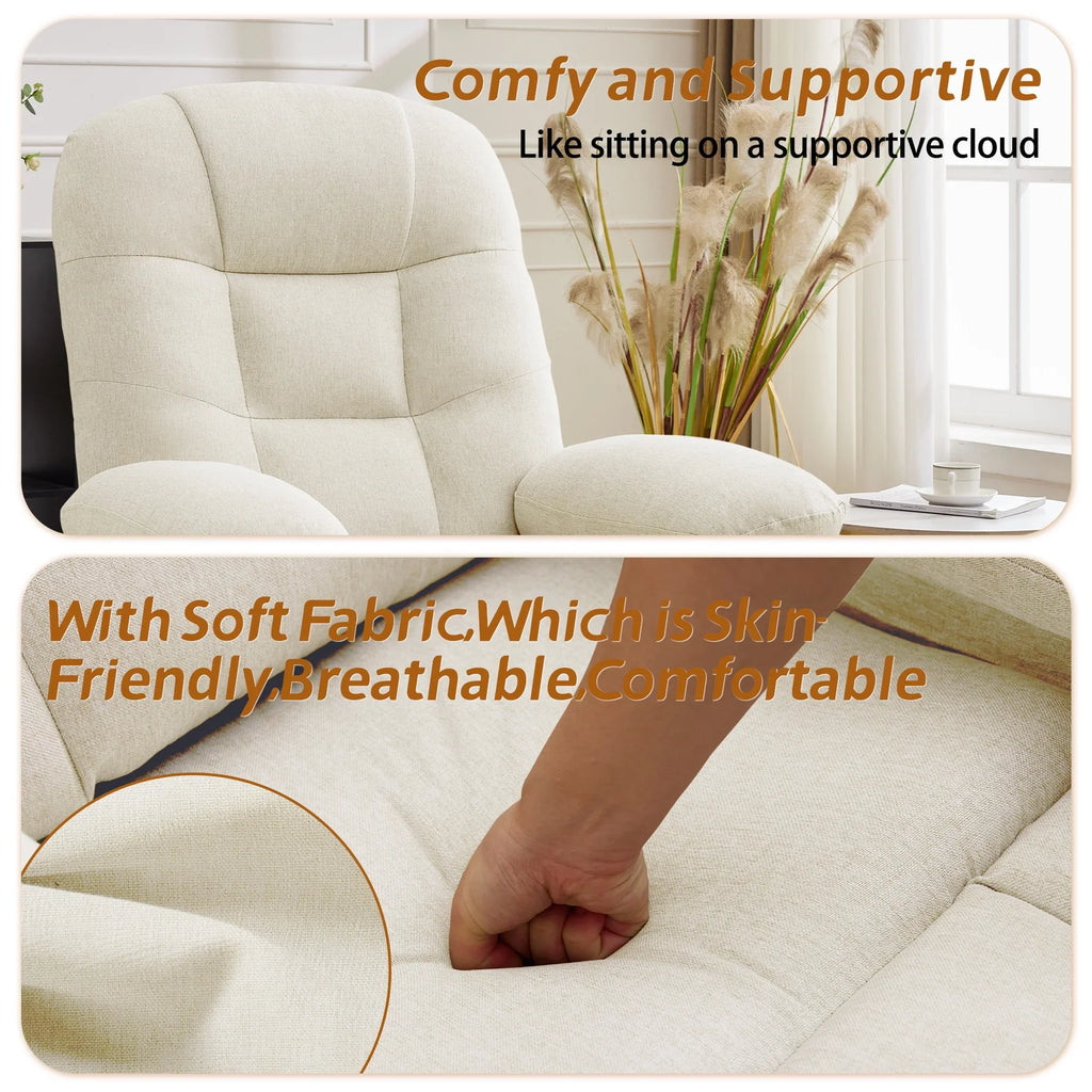 Korser Manual Swivel Rocker Recliner Chair for Living Room,Small Recliner Sofa for Small Spaces,Linen Fabric,Dark Black
